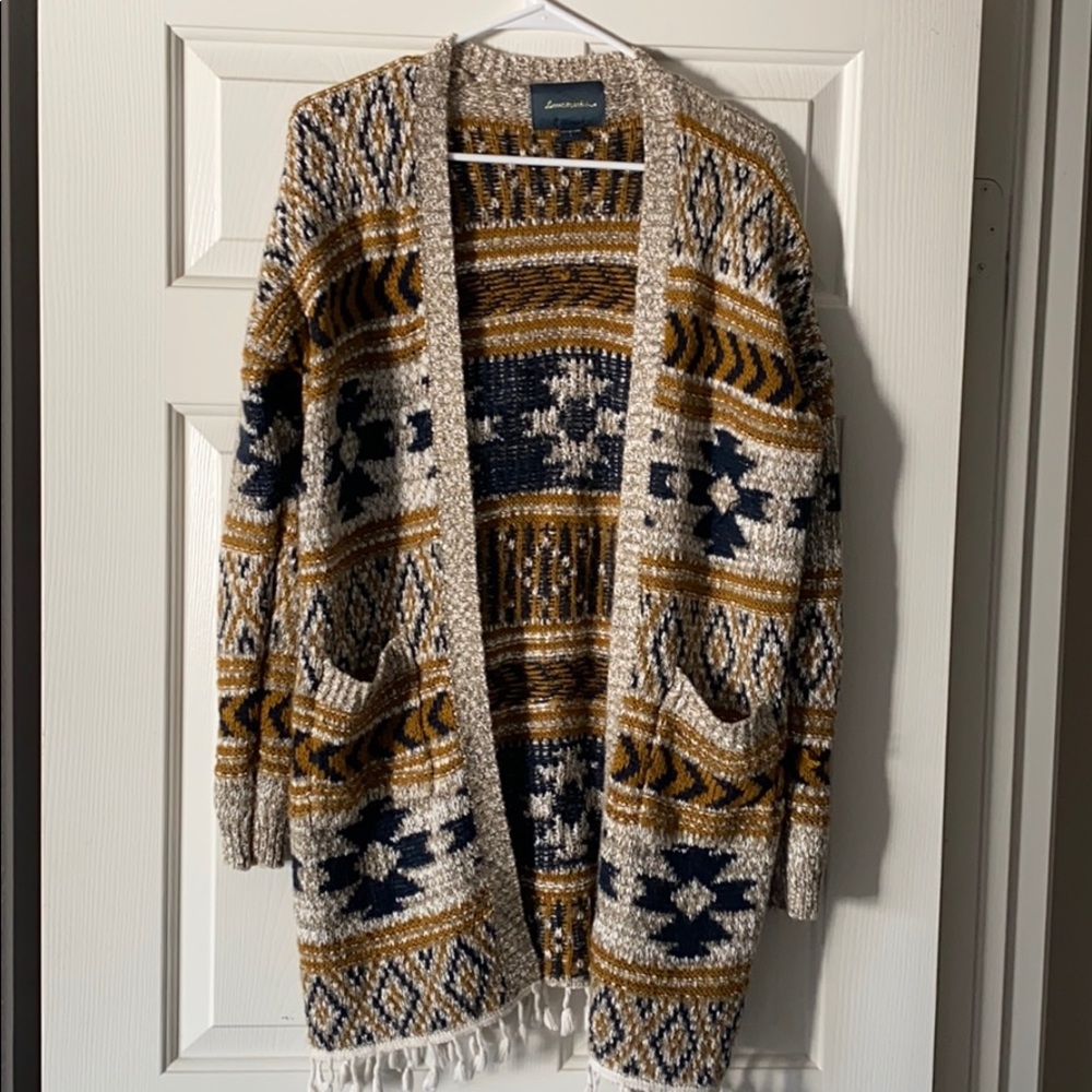 Boho longline fringe cardigan